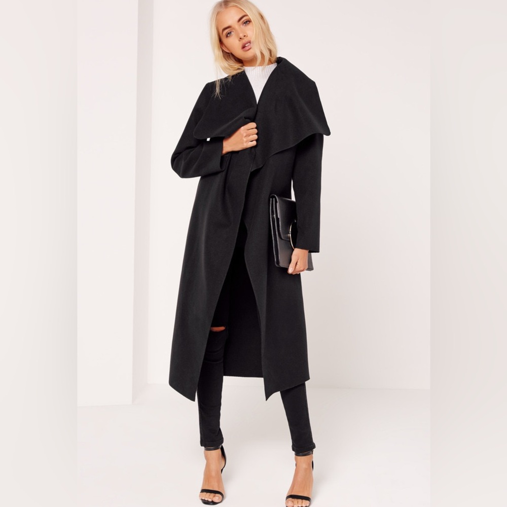Missguided Waterfall Coat Missguided Black Coat Top